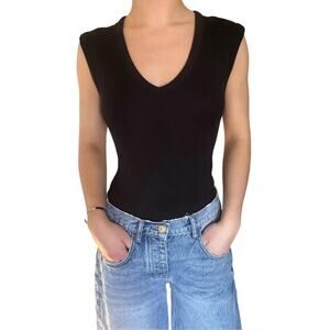 NWT Universal Thread Women's XXL Bodysuit Black Rib Sleeveless New